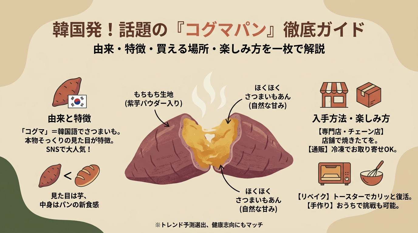 コグマパンとは？韓国発さつまいもパンの由来・専門店・通販・レシピなど アイキャッチ（PC用）