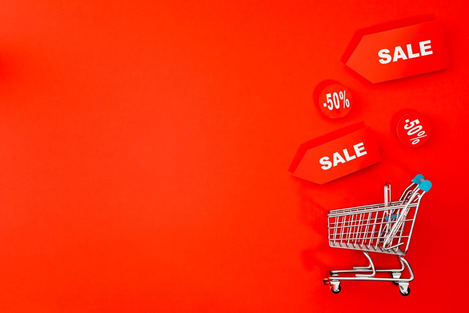50％オフ, オンラインショッピング, カートの無料の写真素材